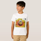 Gebeeldhouwde Vogel in Zonnebloem Art Print T-shirt (Voorkant volledig)