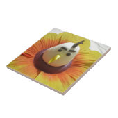 Gebeeldhouwde Vogel in Zonnebloem Art Print Tegeltje (Zijkant)