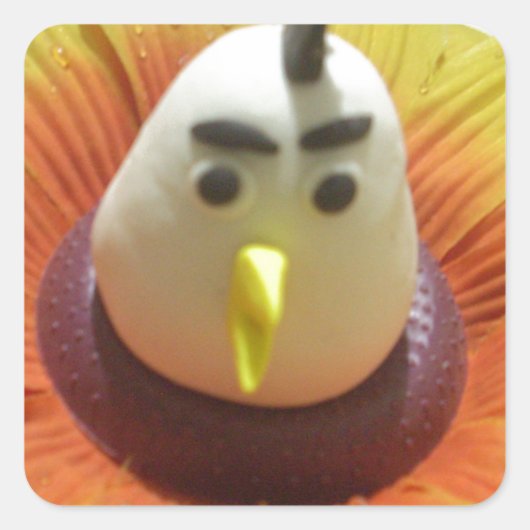 Gebeeldhouwde Vogel in Zonnebloem Art Print Vierkante Sticker (Voorkant)