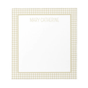 Gebeige en Witte Gingham Plaid Persoonlijk Notitieblok