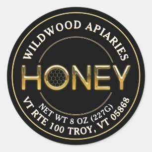 gebeiteld Metallic Gold Honey Label Black Honeycom