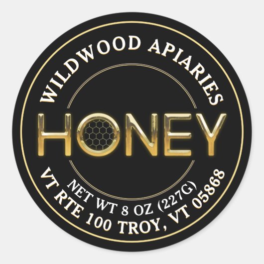 gebeiteld Metallic Gold Honey Label Black Honeycom (Voorkant)