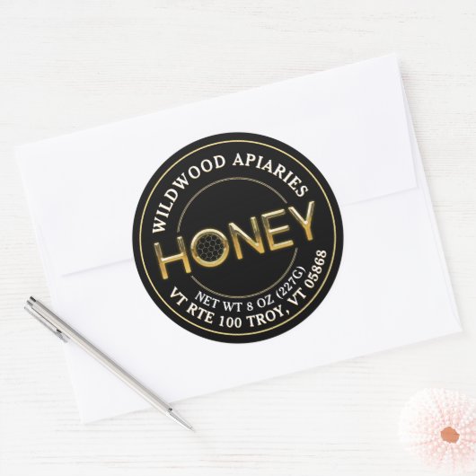 gebeiteld Metallic Gold Honey Label Black Honeycom (Envelop)