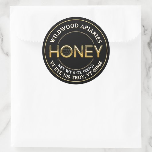 gebeiteld Metallic Gold Honey Label Black Honeycom (Tas)