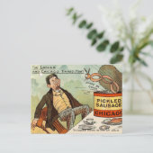 Gebeitelde worst Voedselveiligheid - Cartoon Briefkaart (Staand voorkant)