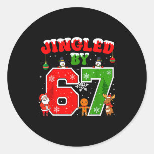 Gebeld door 67 Grappige Zes Zeven Meme 6 7 Kerstmi Ronde Sticker