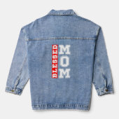 Gebenedigde Moeder Typografie Moederdag Denim Jacket (Achterkant)