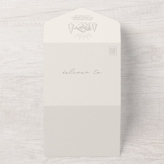  gebergte — Amethyst RSVP QR-code All In One Uitnodiging (Buitenkant)