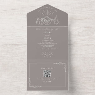 gebergte — Amethyst RSVP QR-code All In One Uitnodiging