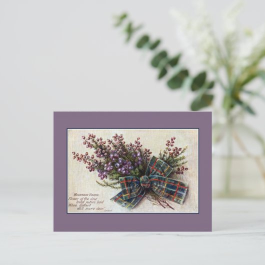  gebergte Heath Scottish clan ribbon, gedicht Briefkaart (Staand voorkant)