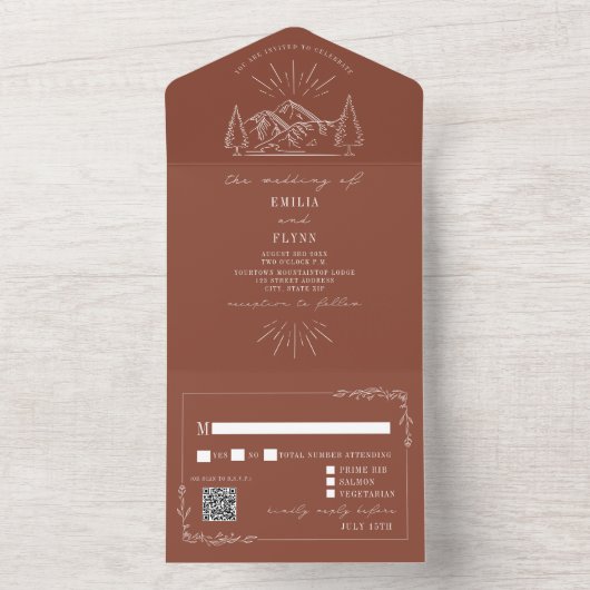  gebergte reustic terracotta RSVP QR in All In One Uitnodiging (Binnen)