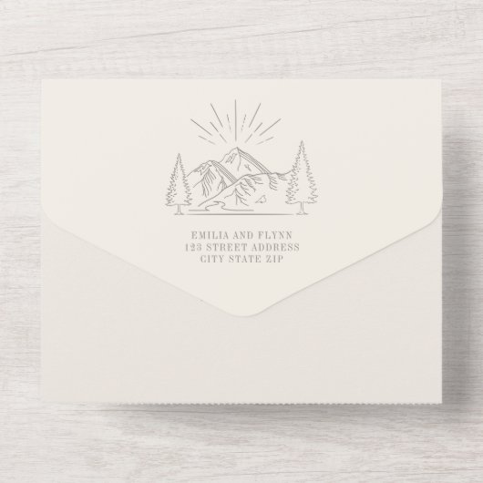  gebergte Rustic Amethyst RSVP All In One Uitnodiging (Achterkant)