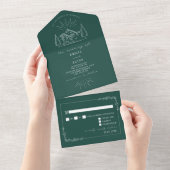  gebergte Rustic Emerald RSVP All In One Uitnodiging (Afscheurbaar)