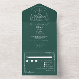 gebergte Rustic Emerald RSVP All In One Uitnodiging