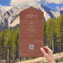 gebergte Rustic Terracotta RSVP QR Code Al All In One Uitnodiging