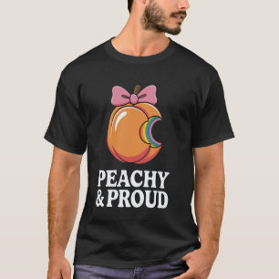 Gebeten Cartoon Perzik met Sapvulle Regenboogvulli T-shirt