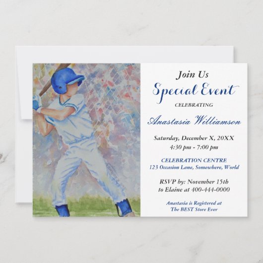 GEBEURTENIS BASEBALL ARTITY INVITE KAART (Voorkant)