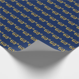 Gebeurtenis blauw, Faux Gold 60th (Zestigste) Cadeaupapier