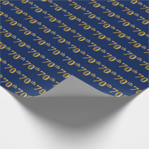 Gebeurtenis blauw, Faux Gold 70th (zeventigste) Cadeaupapier