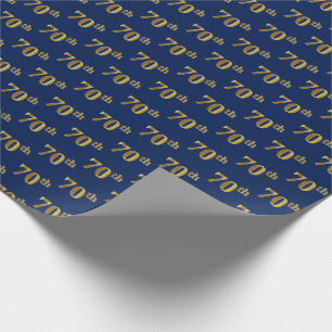 Gebeurtenis blauw, Faux Gold 70th (zeventigste) Cadeaupapier