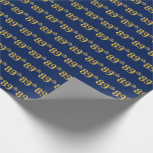 Gebeurtenis blauw, Faux Gold 89th (89th) Cadeaupapier