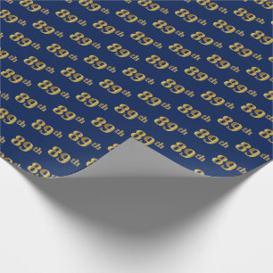 Gebeurtenis blauw, Faux Gold 89th (89th) Cadeaupapier