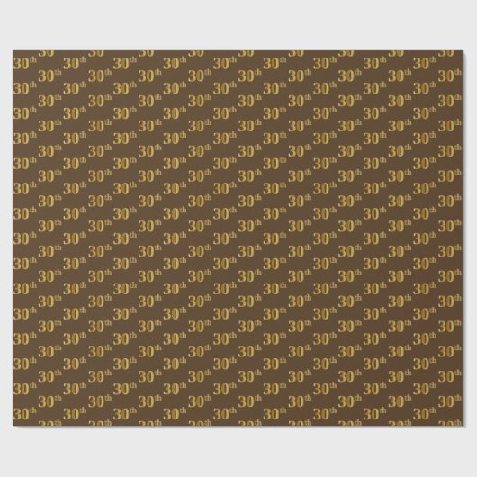 Gebeurtenis bruin, Faux Gold 30th (Dertigste) Cadeaupapier (Vlak)
