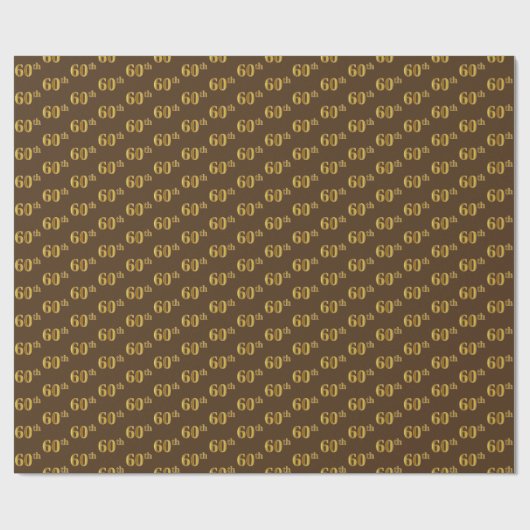Gebeurtenis bruin, Faux Gold 60th (Zestigste) Cadeaupapier (Vlak)