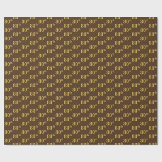 Gebeurtenis bruin, Faux Gold 80th (Achtste eeuw) Cadeaupapier (Vlak)