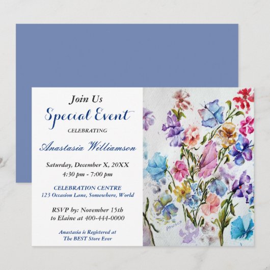 GEBEURTENIS BRUNCH ARTIJ INVITE KAART (Voorkant / Achterkant)