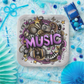 Gebeurtenis muziekproductie papieren bordje (Feest)