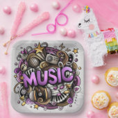 Gebeurtenis muziekproductie papieren bordje (Feest)