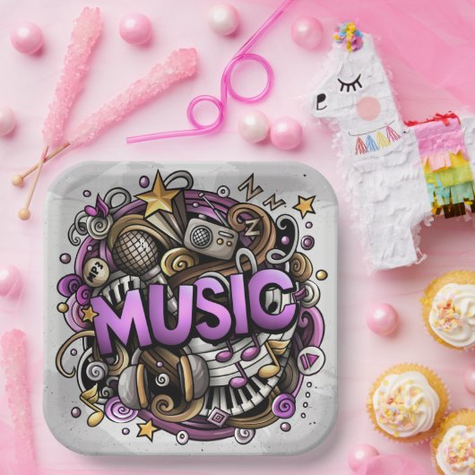 Gebeurtenis muziekproductie papieren bordje (Feest)