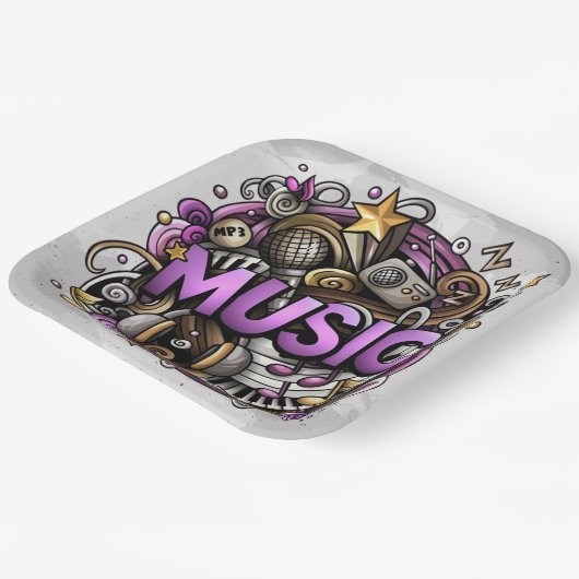 Gebeurtenis muziekproductie papieren bordje (Gebogen)