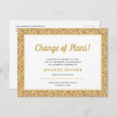 Gebeurtenis uitgesteld Geannuleerd Gold Glitter Briefkaart (Voorkant / Achterkant)