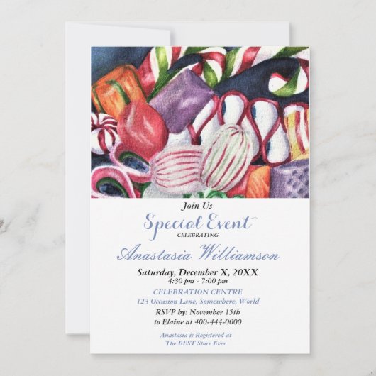 GEBEURTENIS VAN DE OPEN HUISPARTIJ VAN SWEET INVIT KAART (Voorkant)