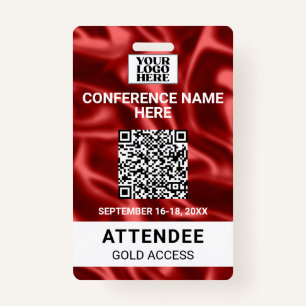 Gebeurtenis van de Red Satin Trade Show Conference Badge