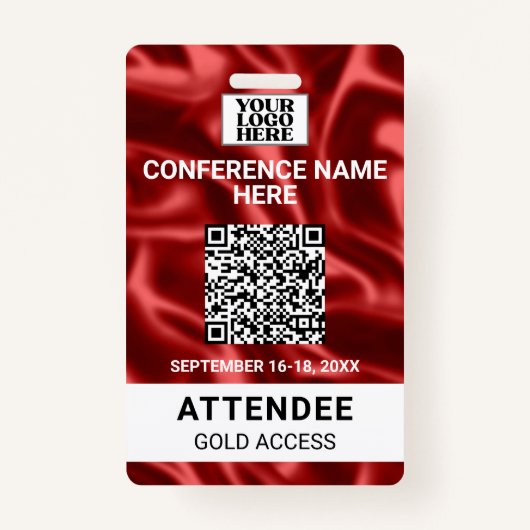 Gebeurtenis van de Red Satin Trade Show Conference Badge (Voorkant)