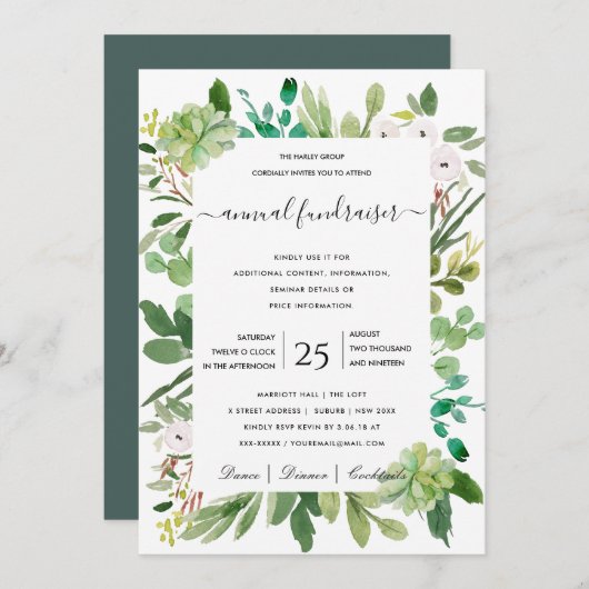 GEBEURTENIS VAN waterverf WREATH FOLIAGE CORPORATE Kaart (Voorkant / Achterkant)