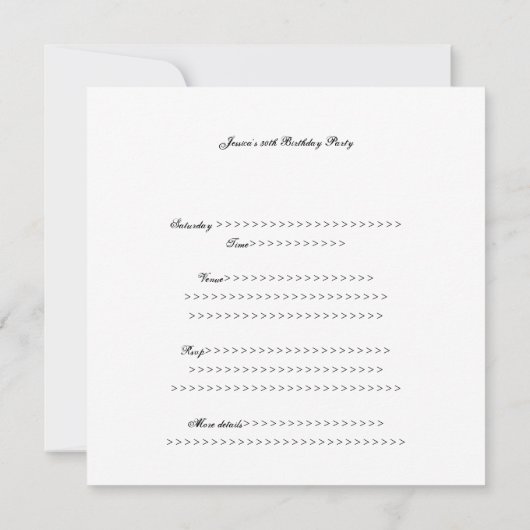 Gebeurtenis van zwarte en witte legant op verjaard kaart (Achterkant)