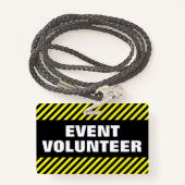 "GEBEURTENIS VOLUNTEER" + zwarte & gele Stripesbad Badge (Achterkant met draagriem)
