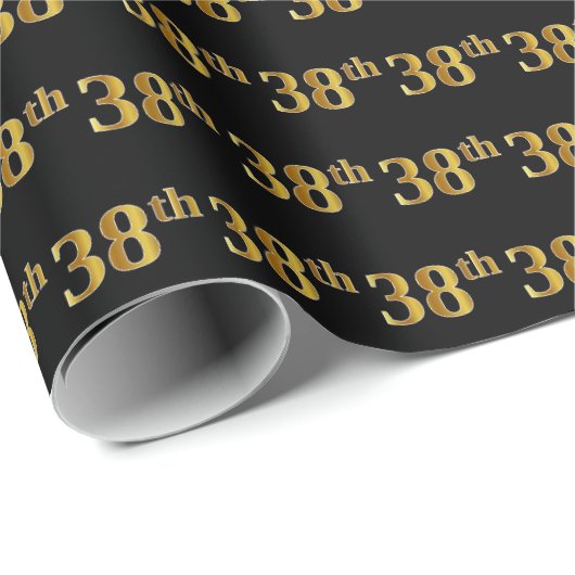 Gebeurtenis zwart, Faux Gold 38th (Achtendertig) Cadeaupapier (Rol Hoek)