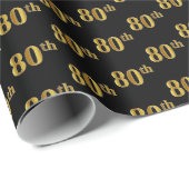 Gebeurtenis zwart, Faux Gold 80th (80ste) Cadeaupapier (Rol Hoek)