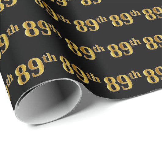 Gebeurtenis zwart, Faux Gold 89th (89th) Cadeaupapier (Rol Hoek)