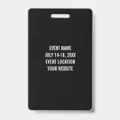 Gebeurtenisgegevens moderne zwarte vrijwilliger badge (Achterkant)