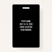 Gebeurtenisgegevens moderne zwarte vrijwilliger badge (Achterkant)