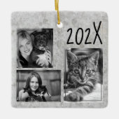 Gebeurtenisgeheugen voor monochrome multifotofamil keramisch ornament (Voorkant)