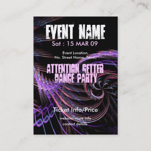 GEBEURTENISPARTIJ miniFLYER #007 Visitekaartje (Voorkant)