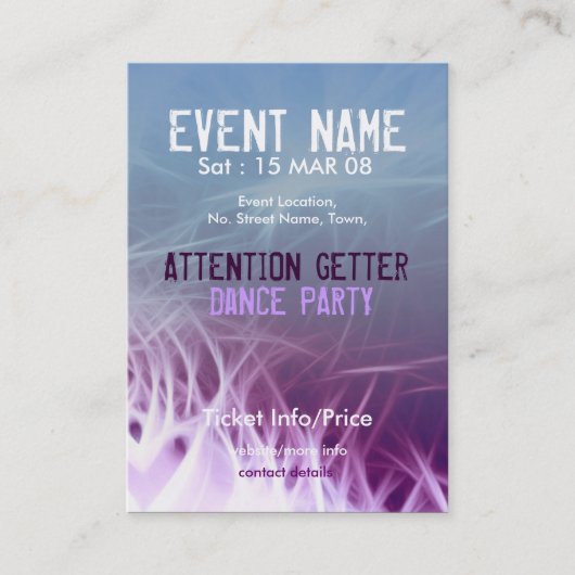 GEBEURTENISPARTIJ miniFLYER #08 Visitekaartje (Voorkant)