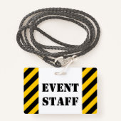 "GEBEURTENISPERSONEEL" + zwarte & gele Stripes-bad Badge (Voorkant met draagriem)